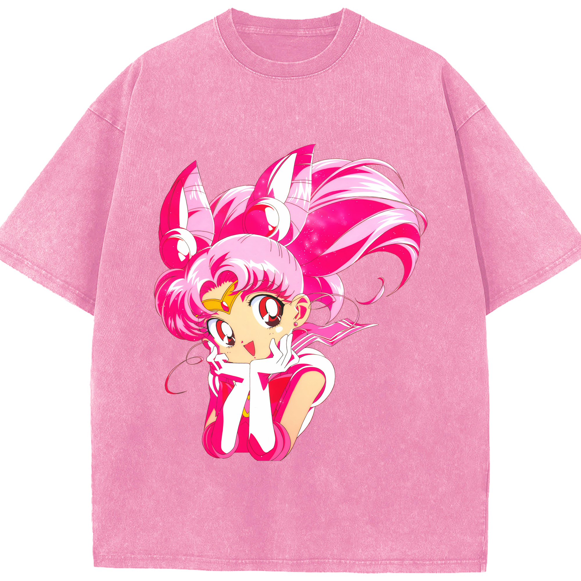 （画像用） 美少女戦士セーラームーン ちびうさ Sailor Moon Chibiusa Tsukino Usagi Small Lady Serenity 綿100% ヴィンテージ風 半袖Tシャツ（フロントプリント）